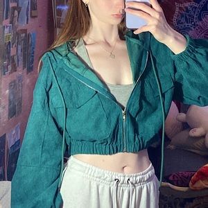 Green corduroy cropped jacket. Shein brand, size small.